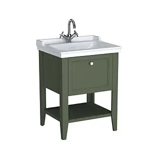Vitra Valarte Waschtisch-Möbel-Set 65814 64,5x53x88cm, 1 Vollauszug, Korpus Vintage grün/Waschtisch weiß hochglanz