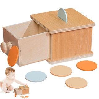 Montessori Spardose Spielzeug Ecke Ball Box, Spielzeug für Geldbox aus Holz, Münzschublade, Spielzeug für Vorschule, Koordination, Handauge, für Säugling/Kleinkinder/Babys, 11 x 12,5 x 8 cm