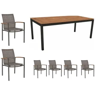 Stern Lucy Gartenmöbel Set Teak Größe L, Tisch 200x100cm und 6 Sessel