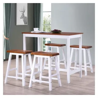 furnicato Bargruppe Bar-Set mit Tisch 108x60x91 cm und 4 Hockern 45x23x60 cm in Braun und, (1-tlg), Stabile Sitzgruppe, bis 110 kg belastbar, für Bar oder Restaurant braun