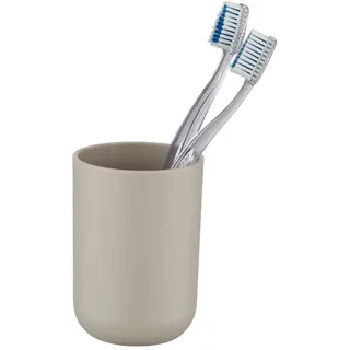 WENKO Zahnputzbecher Brasil, Becher für Zahnbürste und Zahnpasta, Zahnbürstenhalter für das Badezimmer oder Gäste-WC, Zahnbecher aus bruchsicherem Kunststoff, BPA-frei, Ø 7,3 x 10,3 cm, Taupe