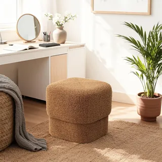 hometopia Pouf Ø42 cm Holzwerkstoff 42 x 40 x 42 cm Braun