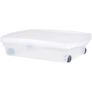 Ondis24 Unterbettbox mit Deckel und Rollen, Rollbox 40 L, Spielzeugkiste, Kiste stapelbar, Aufbewahrungsbox transparent (40 Liter)