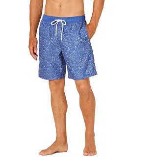Amazon Essentials Herren 22,9 cm Badehose, Marineblau Weiß Floral Gemalte, L