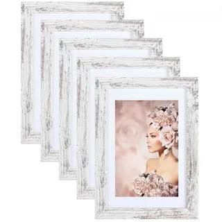 IDEAL TREND Bilderrahmen 5er Pack Holz Bilderrahmen Foto Plexi Rahmen Acryl Collage Wanddeko Po, für 5 Bilder (5 St), Natürliche Holzmaserung sichtbar, leichte Farbabweichungen möglich weiß rechteckig | 13 cm x 18 cm x 1.4 cm | 13x18