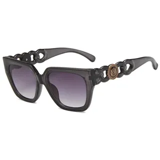 HPIRME Quadratische Sonnenbrille Damen Kunststoffkette Herren Sonnenbrille Großer Rahmen Weiße Farbtöne UV400 - Einheitsgröße