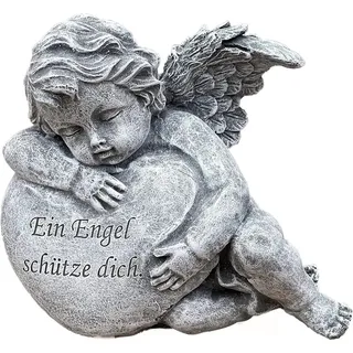 stoneandstyle Steinfigur, Grau, Stein, Religion/Spiritualität, 13x12x8 cm, Dekoration, Skulpturen & Dekoobjekte, Engelfiguren
