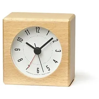 Lemnos Meteor Wecker - Analog Ohne Ticken, Reisewecker in Japanischer Qualität Aus Holz Gefertigt, Batteriebetrieben - Farbe Natur