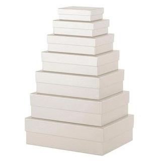 Rössler-Papier Geschenkbox Boxline Metallic Milk, 7 verschiedene Größen, Karton, eckig, 7 Stück
