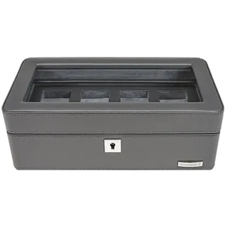 WINDROSE Schmuckkoffer Watch Box, aus echtem Leder grau