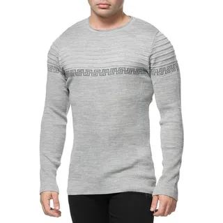 Banco Rundhalspullover Rundhals Basic Pullover Ganzjahrpullover Winter Herbst Frühling grau|schwarz M
