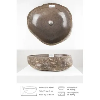 wohnfreuden Aufsatzwaschbecken Naturstein Waschbecken 50 cm (Kein Set), 622_Ca15.139 grau 622_Ca15.139 | Ø 50 cm x 50 cm x 16 cm x 50 cm