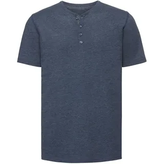 Russell Herren Henley HD T Herren T-Shirt mit Knopfleiste R-168M-0 schmale Passform, bright navy marl, S