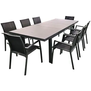 teico group Alu Gartenmöbel Set 9-tlg. Anthrazit