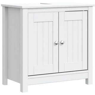 DOTMALL Waschbeckenunterschrank BERG (1-St) Badmöbel, 2 Türen, mit Siphonausschnitt,Massivholz Kiefer weiß