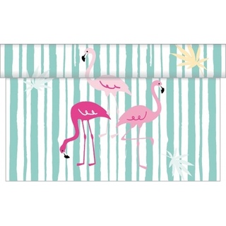 Sovie HOME Tischläufer Flamingo aus Linclass® Airlaid 40 cm x 4,80 m, 1 Stück - Türkis Flamingo Sommer Party