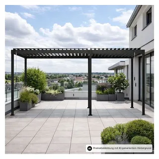 Leco Pavillon Pergola Überdachung Lamellenpergola Sonnenschutz Sonnendach FREE, Gestell aus Stahl pulverbeschichtet 500 cm x 300 cm