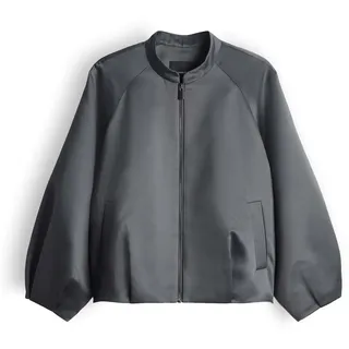 someday Damen Jacke | NORIELLA Boxy Blousonjacke aus Satin Silver Moon, 38 - 38