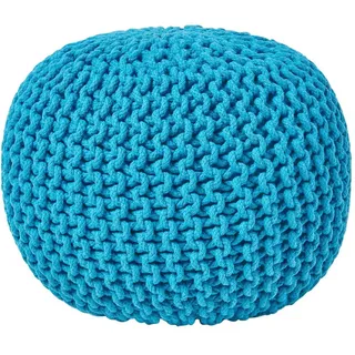 Homescapes Strick-Pouf, Türkis, Textil, Uni, Rund, 40x35x40 cm, Wohnzimmer, Hocker, Poufs
