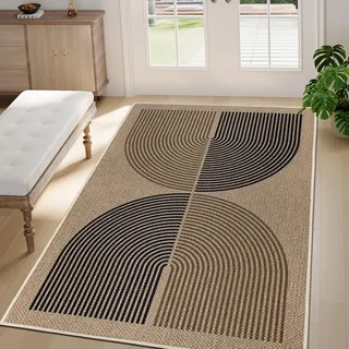 Capslpad Fußmatte außen und Innen 90 x 150 cm, rutschfeste Waschbar Schmutzfangmatte Absorbierend Dünne Türmatte, Fussmatte Aussen für Haustür, Eingangsbereich, Balkon, Schwarz Braun