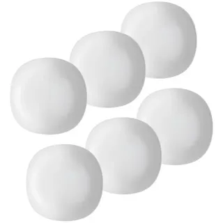 Annastore Geschirr-Set 6er Set Opal Geschirr weiß Speiseteller Suppenteller Dessertteller, 6 Personen, Eckige Teller, Stoßfest, Bruchfest