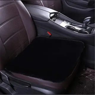 Universal Auto Sitzbezug Autositzauflage Sitzkissen Lammfell Sitzauflage Stuhlauflage Schaffell Kissen fürs Auto Rollstuhlauflage schön (Schwarz,1PC)