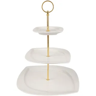 Festa Italia Etagere Porzellan - 3 Stöckig - Weiß Etageren - Kuchenständer Cupcake-Halter - Obstetageren - Obst Kekse Süßigkeiten Servierplatte - Gebäck gestuftes Serviertablett für Weihnachten