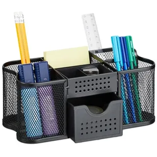 Relaxdays Schreibtisch Organizer Mesh-Design Schwarz