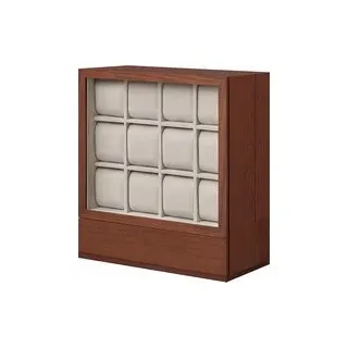Uhrenbox 12 Fächer mit Fenster Geschenkidee kaffeebraun