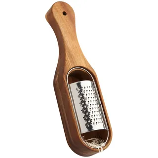 Käsereibe mit Behälter – Edelstahl Käsereibe mit Holzgriff Shredder Zester Reibe Box Küche Handheld Käse Löffel Reibe
