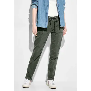 Jogginghose CECIL Gr. L (42), Länge 30, grün (cool khaki) Damen Hosen Freizeithosen mit feinen Streifen