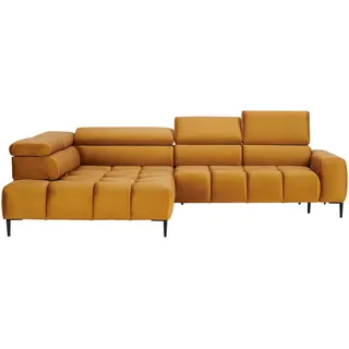 Welnova Ecksofa, Currygelb, Metall, Uni, 5-Sitzer, Ottomane links, L-Form, 300x216 cm, Fsc, Reach, Made in EU, Oeko-Tex® Standard 100, Typenauswahl, Stoffauswahl, seitenverkehrt erhältlich, Hocker Rücken echt, Wohnzimmer, Sofas & Couches, Wohnlandschaften, Ecksofas