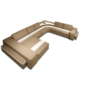 Design Wohnlandschaft Couch Ecksofa Polstergarnitur Eckcouch Sofa Leder USB LED