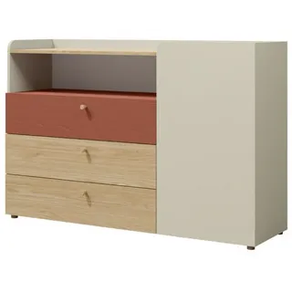 Compleo Schubkastenkommode 120 cm breit SKY, praktische Kommode für Kinder, funktionale Kommode für Spielzeug und Kleidung rot