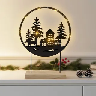 LED Metall Ring Silhouette warm weiß 37 cm - Weihnachts Deko Aufsteller Batterie