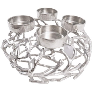 ADORIC CB Home Style Adventskranz Kerzenhalter Aluminium Silber Metall Durchmesser 35 cm Weihnachten
