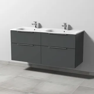 Sanipa Waschtischunterschrank 4 Auszüge 128,4 x 58,2 x 47,2 cm Anthrazit Matt