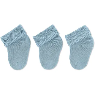 Sterntaler Erstlingssocken 3er Pack uni - Baby Socken mit Innenfrottee und Umschlag - hautsympathische Neugeborenen Socken mit hohem Baumwollanteil - Jungen Strümpfe einfarbig, graublau, 0 - Einheitsgröße