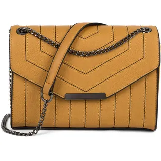 styleBREAKER Damen Umhängetasche mit Ziernähten und Kette, Schultertasche, Handtasche, Tasche 02012308, Farbe:Curry