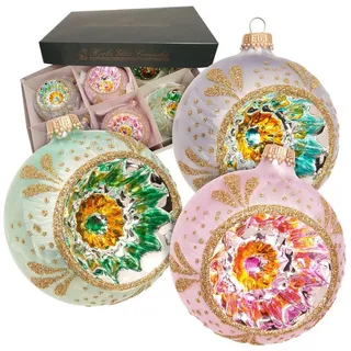 Krebs Glas Lauscha Weihnachtskugeln Set Reflexe Pastell Mehrfarbig 8cm