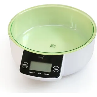 Melchioni Family | Digitale Küchenwaage mit 5kg Schüssel, ALLEGRA WV, Küchenwaage mit LCD-Display und hochpräzisem Sensor, Farbe grün und weiß
