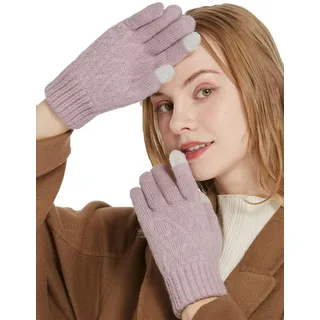 QICEDER Winterhandschuhe für Damen Touchscreen Handschuhe Strick Fingerhandschuhe Sport Warm und Winddicht Winterhandschuhe (Lila) - Einheitsgröße