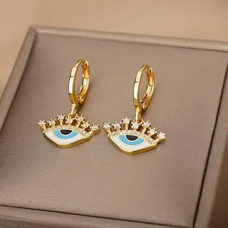 DAXWEV Lucky Evil Eye Ohrringe für Frauen Gold Farbe türkisch Blaue Glücksaugen Fallen Ohrringe Fallen