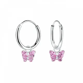 ALEXANDER YORK Paar Creolen Charm-Ohrringe SCHMETTERLING mit Kristallen pink, 2-tlg., 925 Sterling Silber silberfarben
