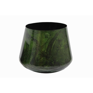 Dekovase, Dunkelgrün, Metall, rund, 26 cm, stehend, zum Stellen, Dekoration, Vasen