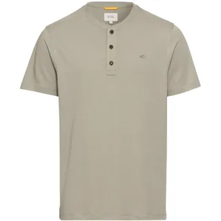 camel active Herren Kurzarm Henley T-Shirt mit Knopfleiste Khaki, Menswear-L