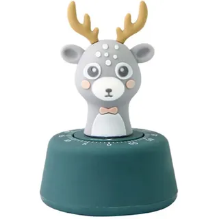 Uixxducc Küchentimer Mechanischer Timer, Niedlich Tiere Hirsche 60 Minuten Countdown Timer Kinder Lustige Eieruhr Küche Kurzzeitmesser, Ideal Küchentimer für Kochen, Backen, Sport, Studieren (Grün)