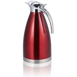 GOTOTOP 1,5 l/2 l Edelstahl-Kaffeekanne, doppelwandige vakuumisolierte Thermokanne für Kaffee-Tee-Getränke(2L-rot)