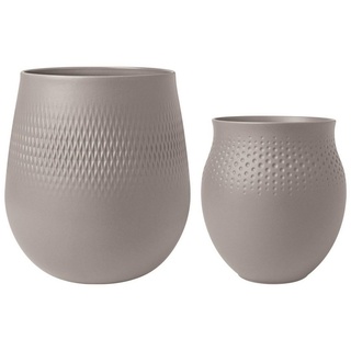 Villeroy & Boch Dekovase Manufacture Collier Vasen 18 cm & 23 cm 2er Set (2 Vasen, 2 St) braun
