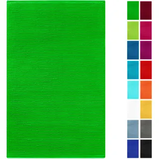 Lashuma Badezimmerteppich saugstark 50x80 cm, Linz schnelltrocknende Badematte Baumwolle Forst - Grün